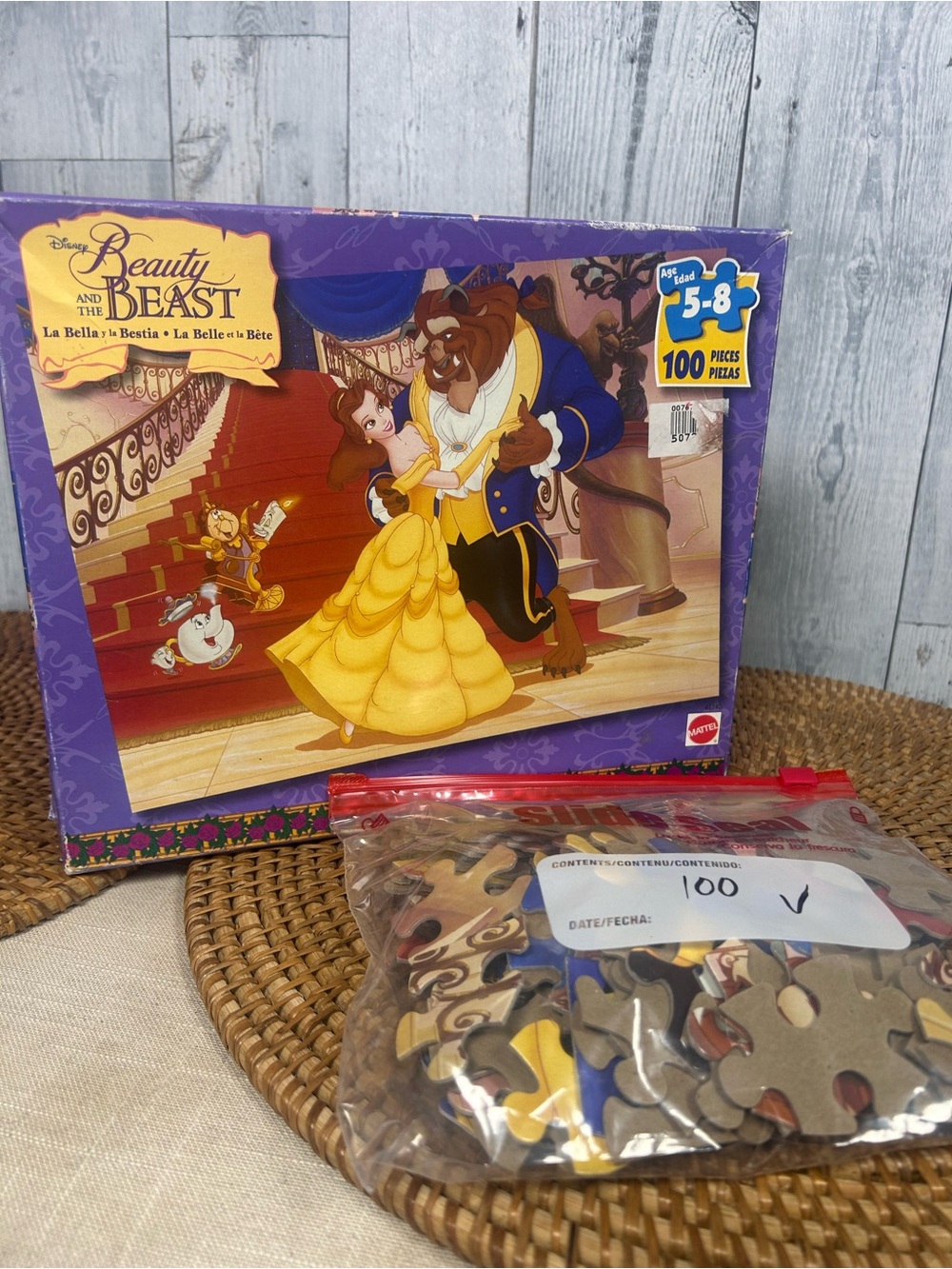 Vintage 1997 Disney Beauty and the Beast 100 Piece Puzzle Mattel Complete